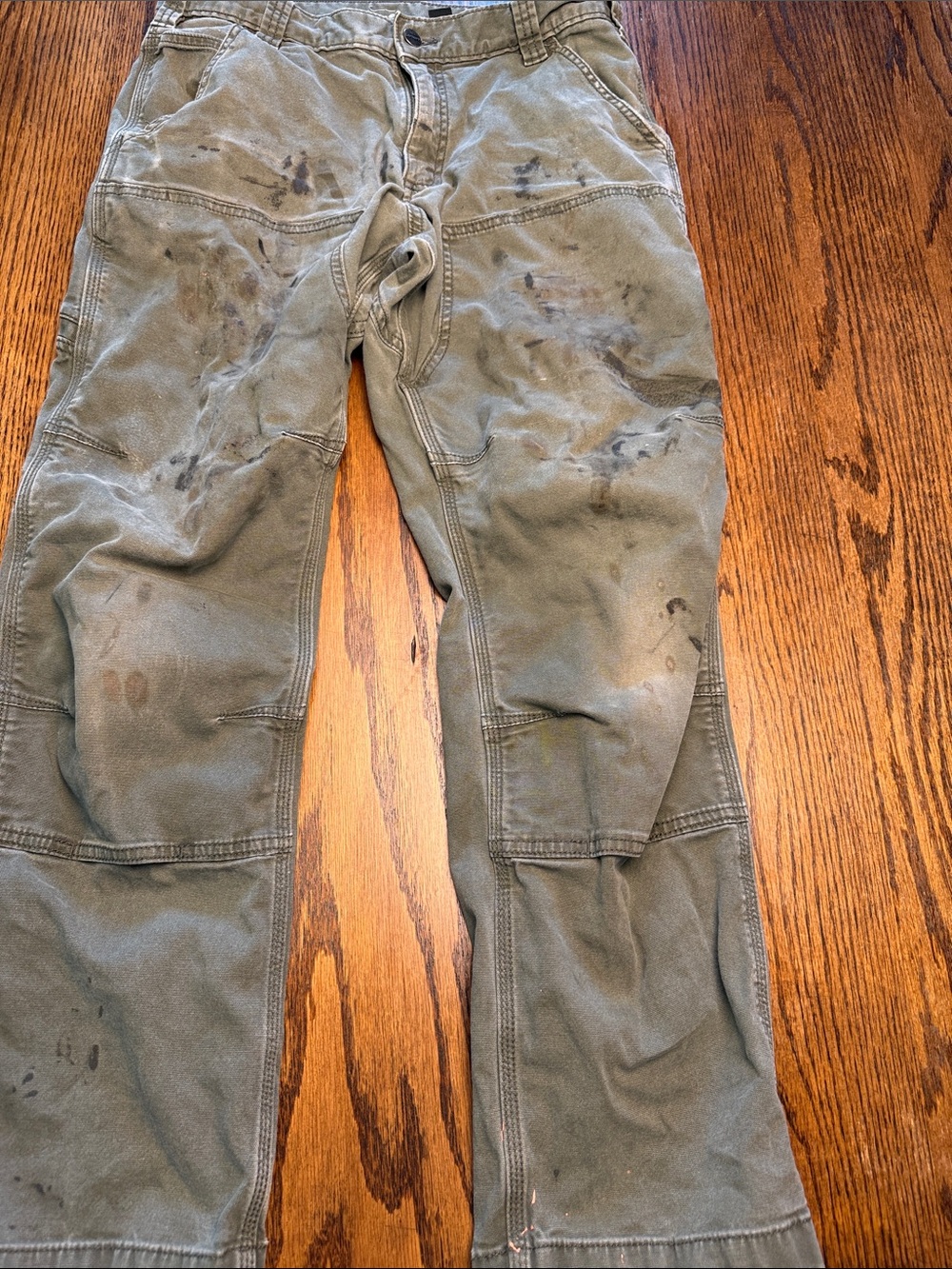 Carhartt Double Knee Pants Rugged Flex Canvas Work Distressed Paint Wear 32/30